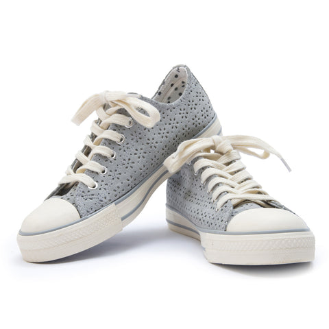 Gray Perforated Canvas Sneakers